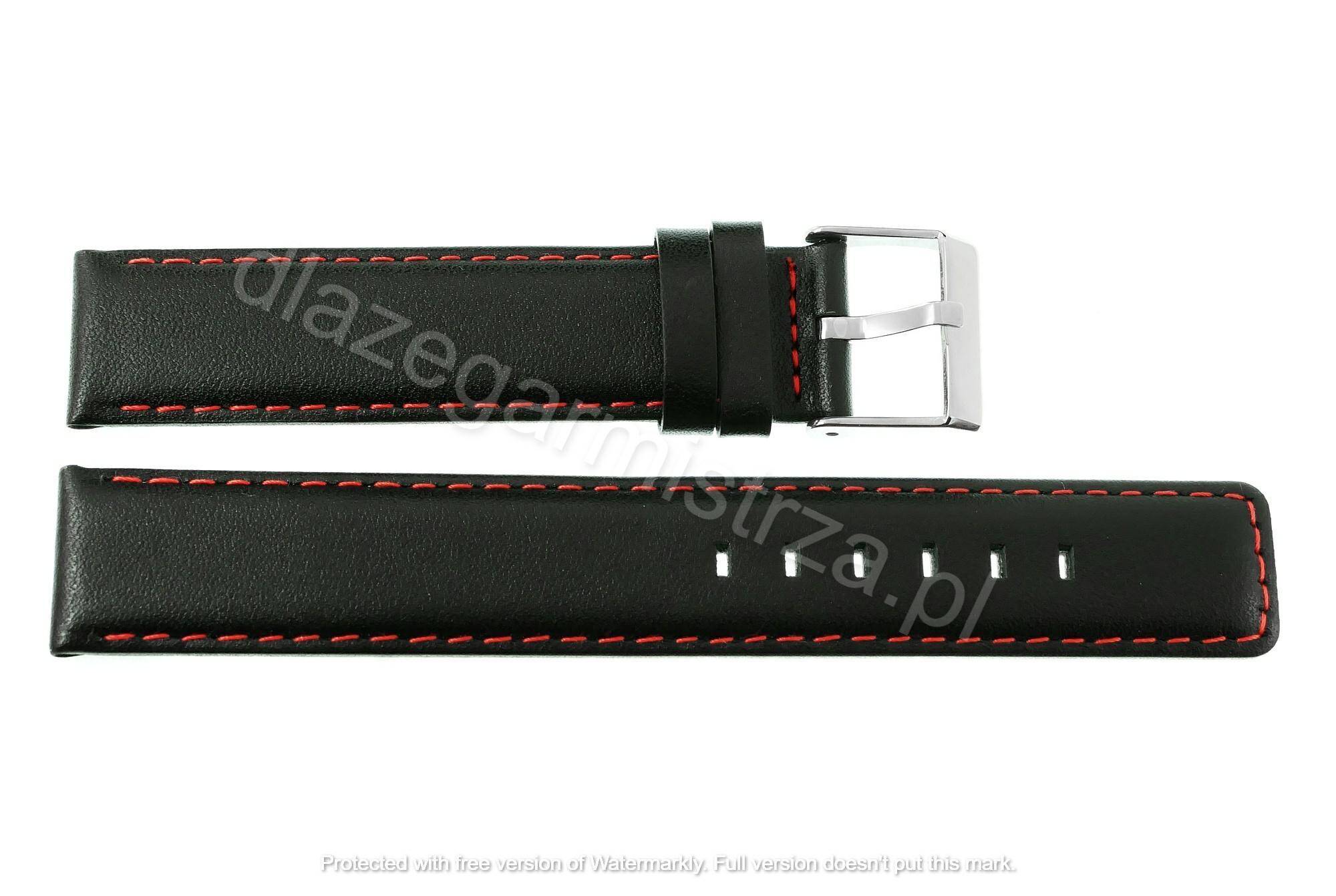 PASEK REDA 20mm GŁADKI PROSTY czarny pasek, czerwone przeszycie