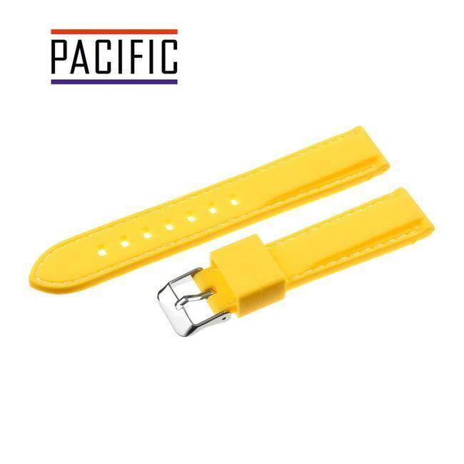 PASEK SILIKONOWY PACIFIC 18 MM U20 żółty z białym przeszyciem