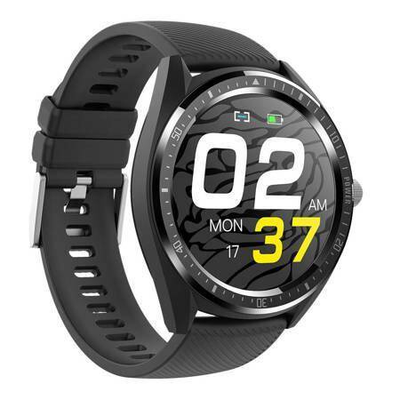 ZEGAREK SMARTWATCH RUBICON CZARNA KOPERTA, CZARNY PASEK PCV RNCE55
