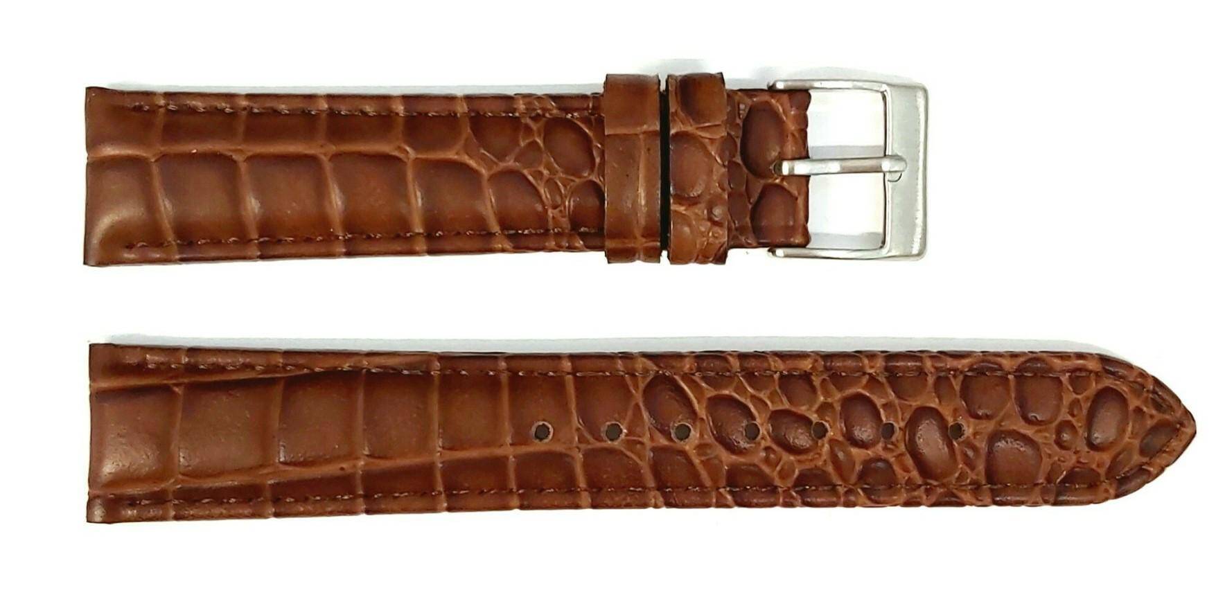 PASEK CHERMOND 18 MM B014 KROKODYL brązowy pasek, brązowe przeszycie