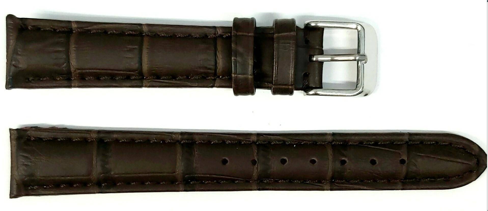 PASEK CHERMOND 12 MM A110 KROKODYL ciemnobrązowy pasek, brązowe przeszycie