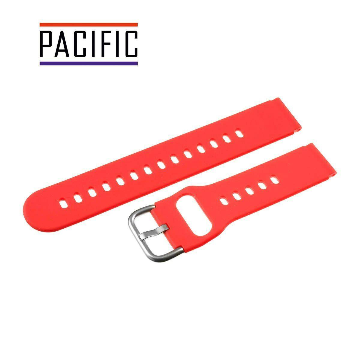 PASEK SILIKONOWY PACIFIC 20 MM U01 czerwony srebrna sprzączka