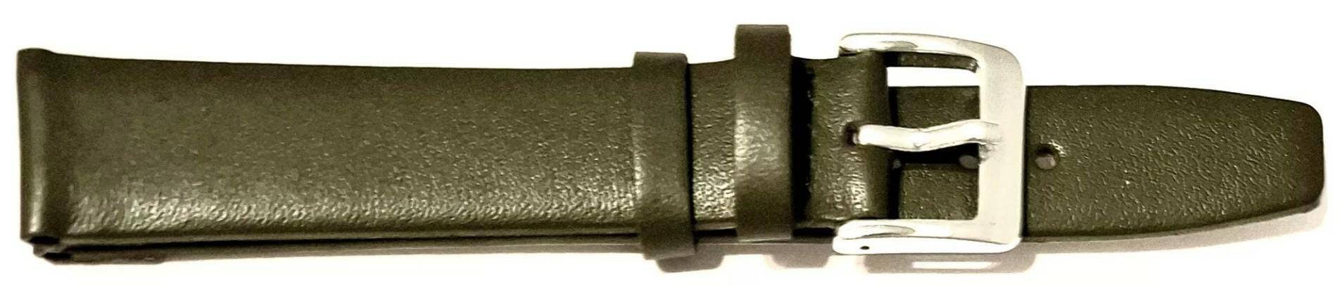 PASEK CHERMOND 18 MM A132 GŁADKI oliwkowy pasek, klejony, srebrna sprzączka
