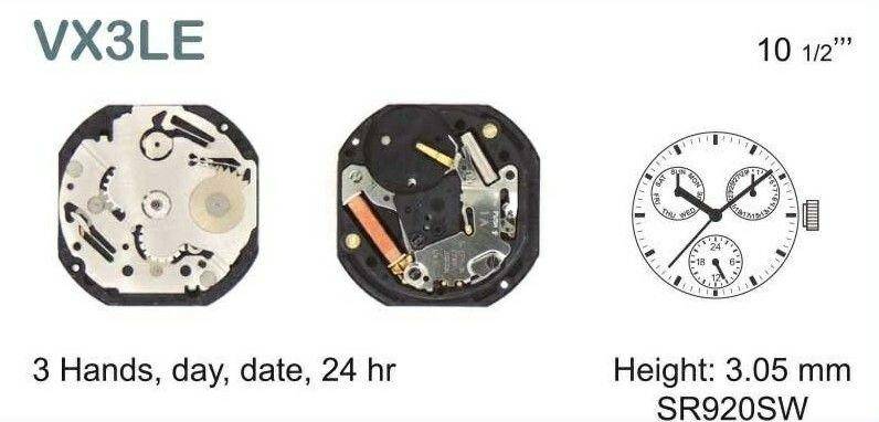 MECHANIZM SEIKO VX3L E 10 1/2``` SC 24H DAY Quartz (373)
