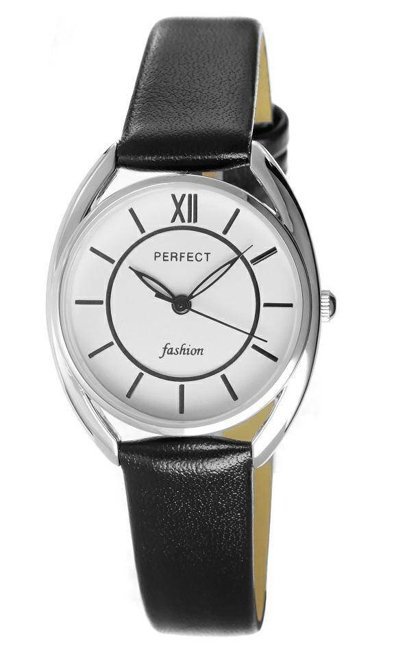 PERFECT DAMSKI L204-1 SREBRNA KOPERTA, SREBRNA TARCZA, CZARNY PASEK, CZARNE INDEXY