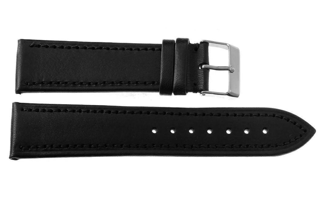 PASEK CHERMOND 22 MM A228 GŁADKI czarny pasek, czarne przeszycie