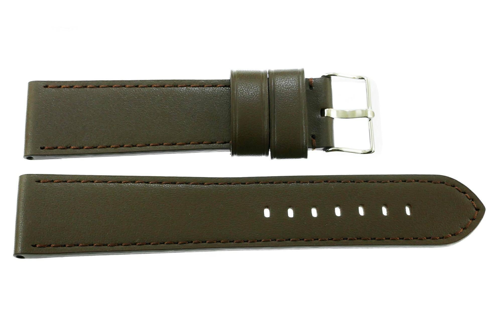 PASEK REDA 22mm XL GŁADKI brązowy pasek, brązowe przeszycie, srebrna sprzączka