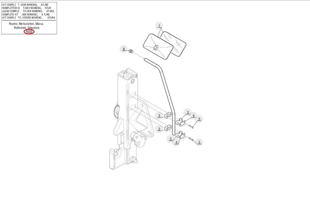 Rearview mirror with bracket MANITOU 652091