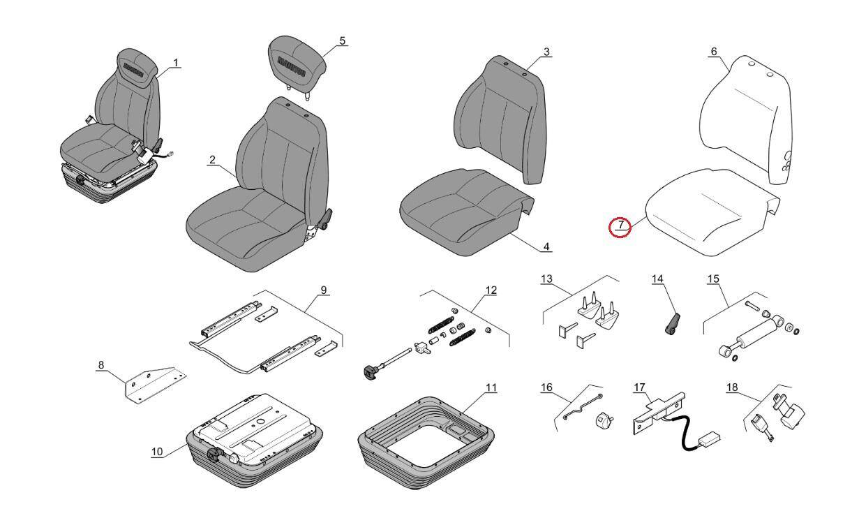 Operator's seat without cover MANITOU 797920