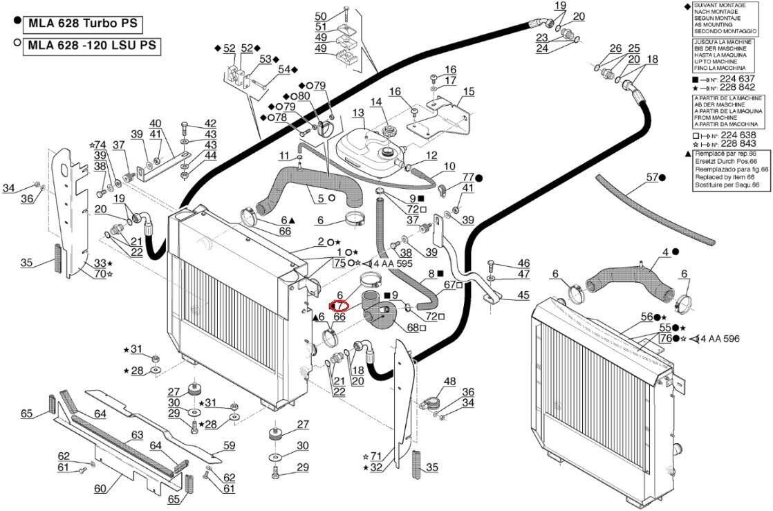 MANITOU MLA lower radiator hose 256924