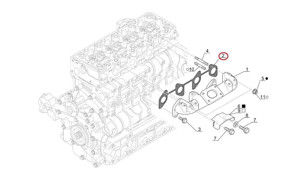 Exhaust manifold gasket MANITOU 749479 Kubota engine