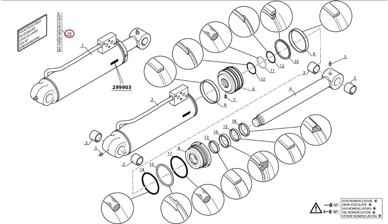 MANITOU 746404 tilt cylinder repair kit