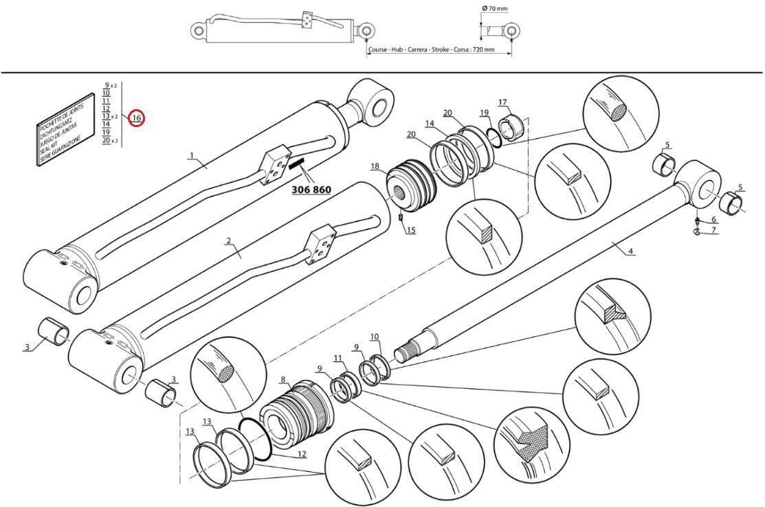 MANITOU 797858 lifting cylinder repair kit