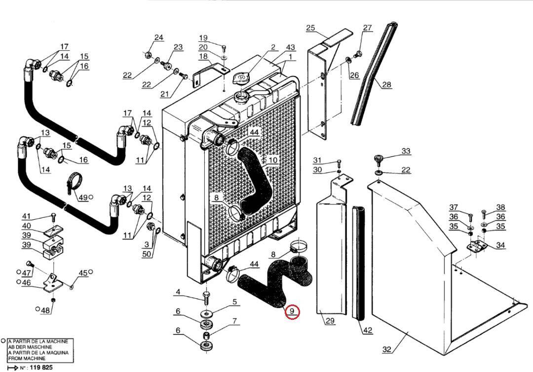 Lower radiator hose MANITOU 208764