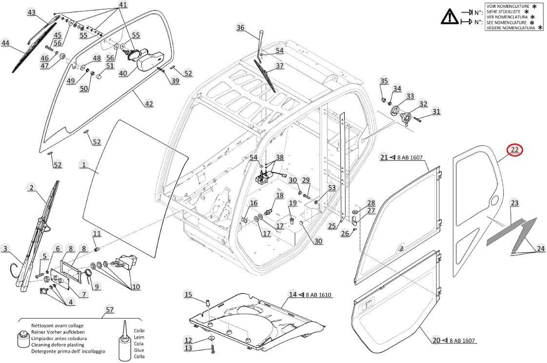 Left side window behind the door for MANITOU 746750 replacement