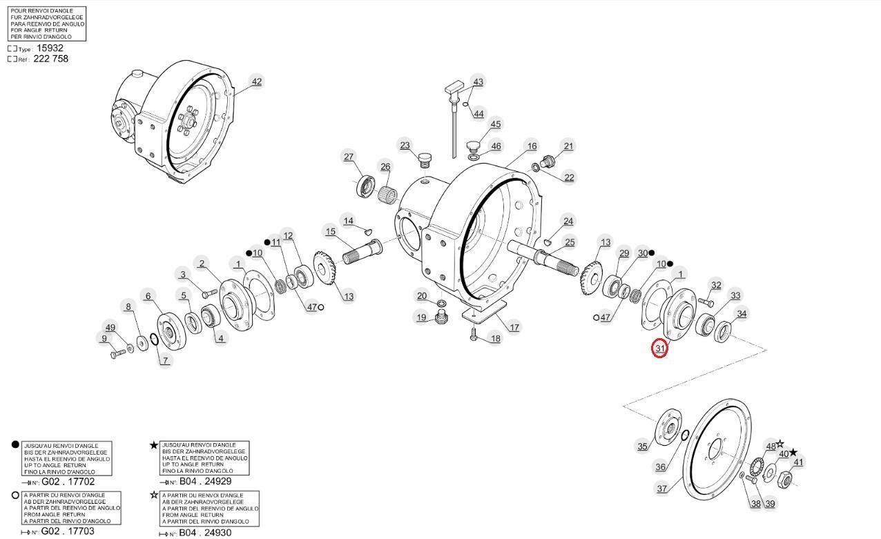 MANITOU bevel gearbox housing 550625 on the box side