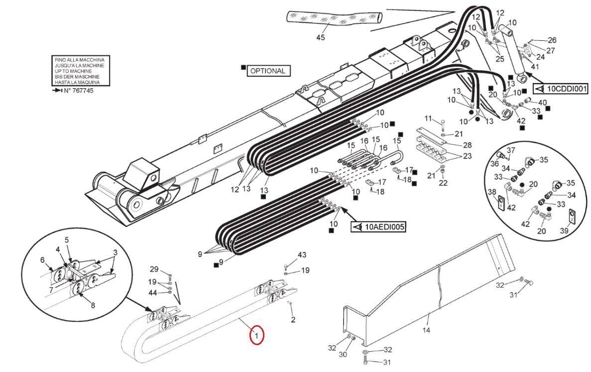 MANITOU 584850 Plastic chain, hydraulic telescopic cable guide MANITOU 584850