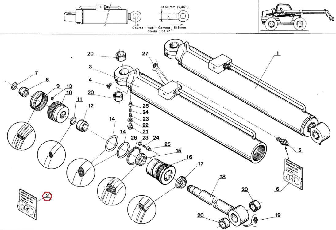 MANITOU 198642 lifting cylinder repair kit