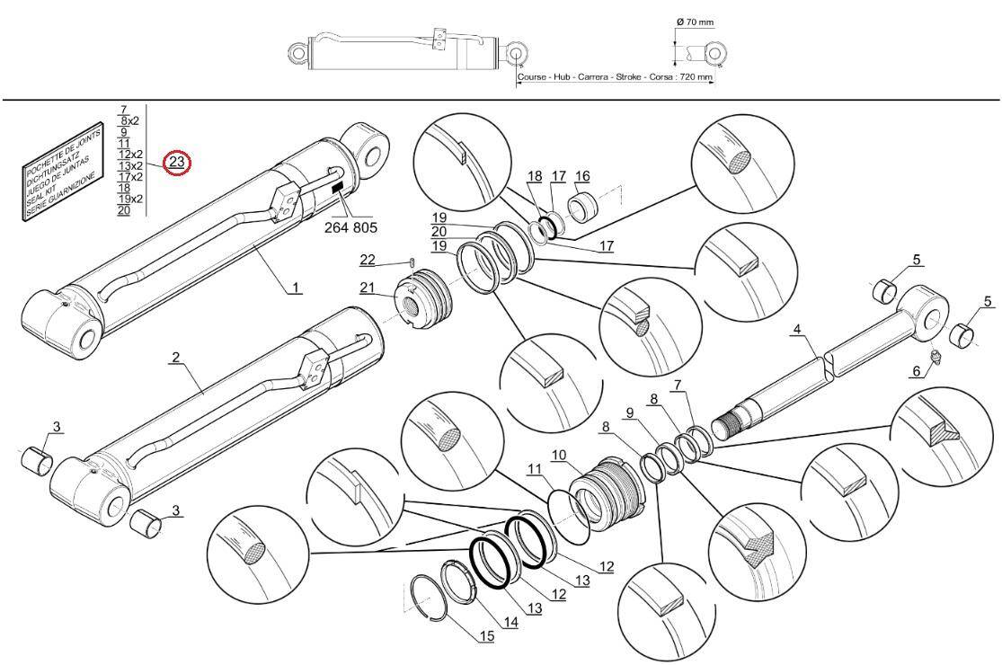 MANITOU 746798 lifting cylinder repair kit