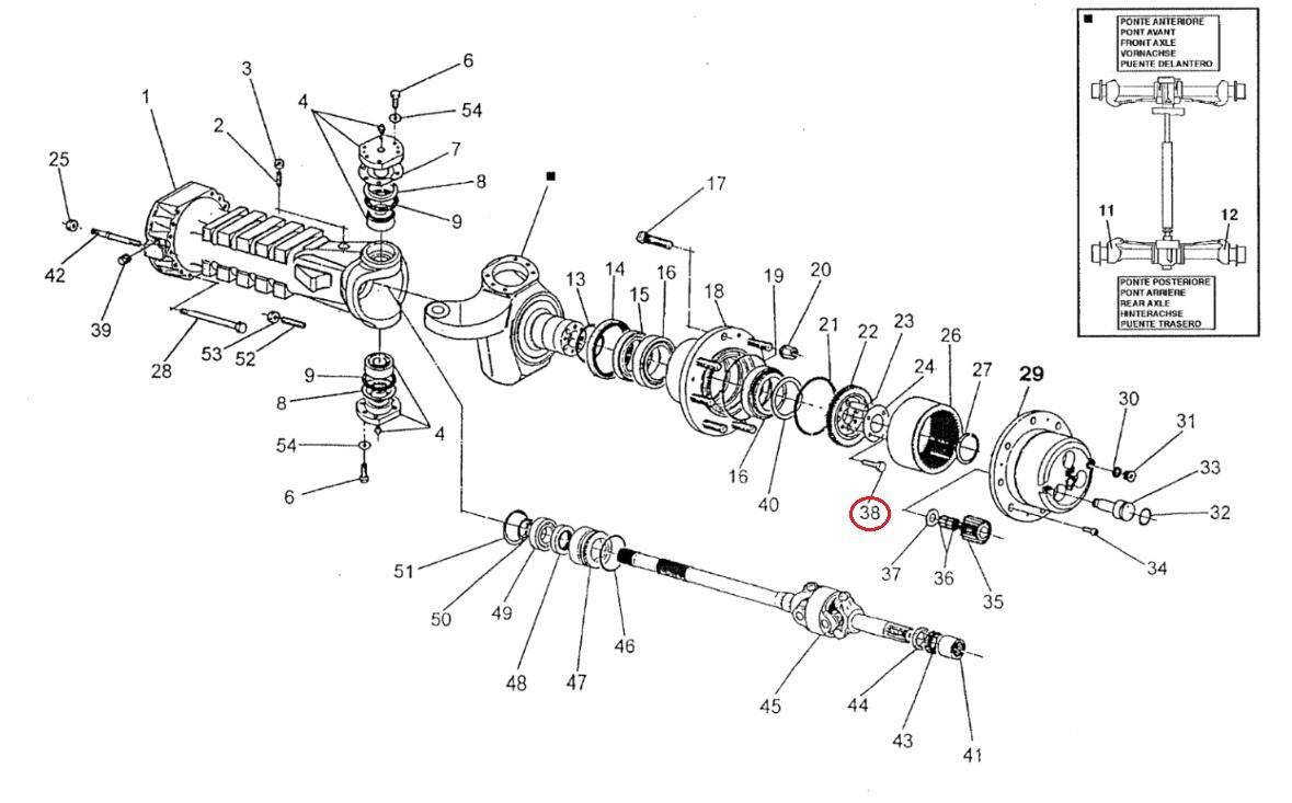 Release shaft washer bolt for MANITOU 109497 DANA