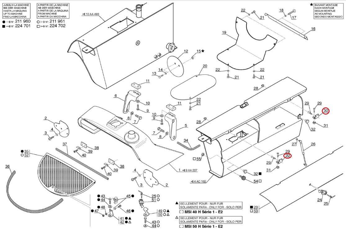 Air conditioning radiator hinge, covers MANITOU 192315