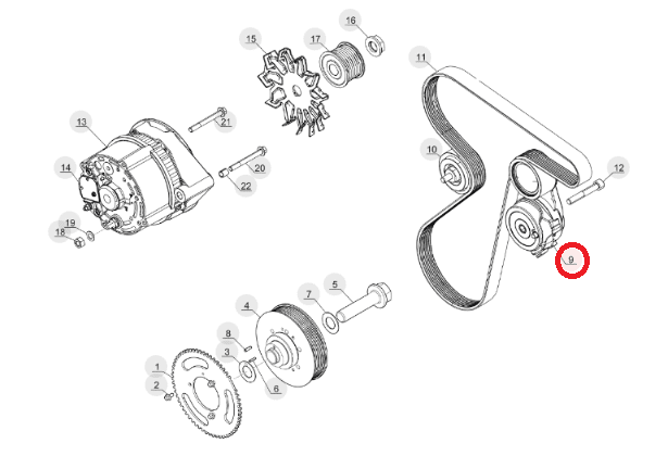 Alternator belt tensioner MANITOU 964761 DEUTZ engine