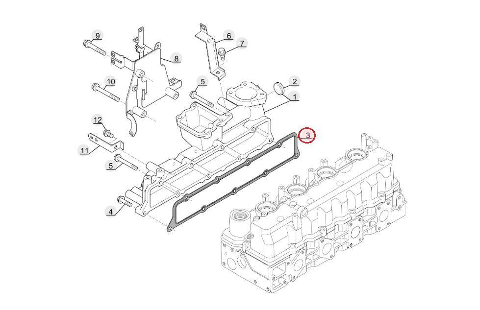 Intake manifold gasket MANITOU 960459 Kubota engine