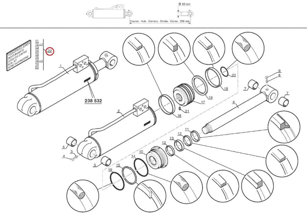 MANITOU 603259 tilt cylinder repair kit