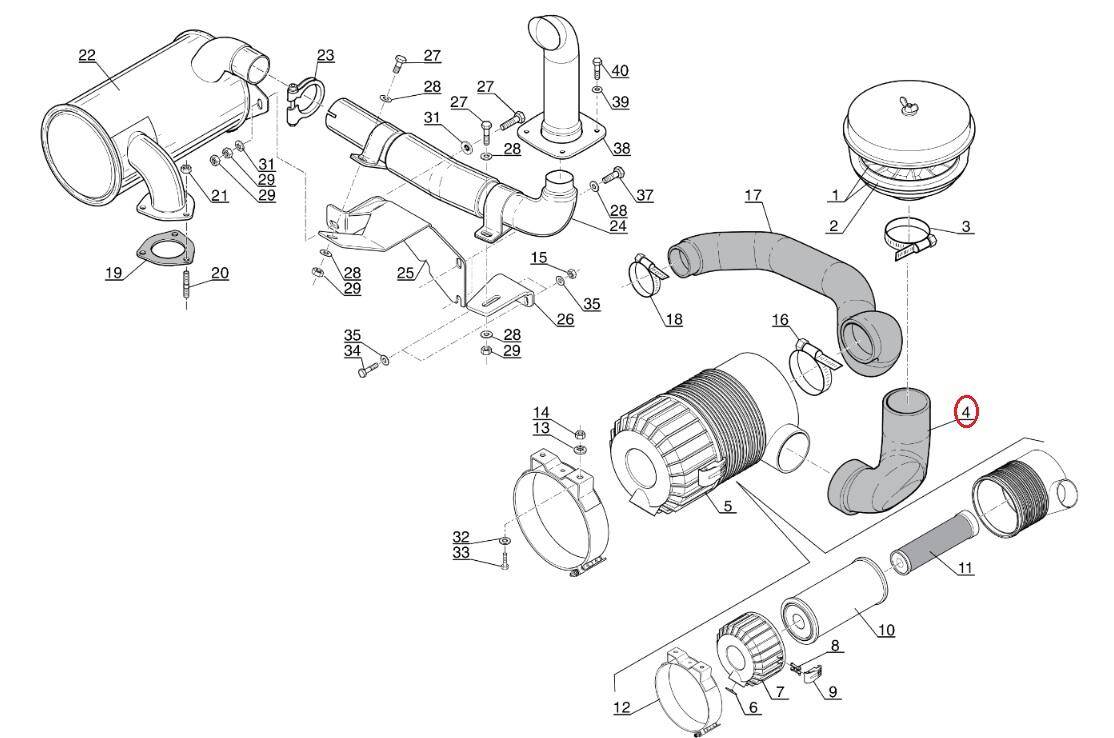 Air filter rubber hose - pre-filter MANITOU 248720