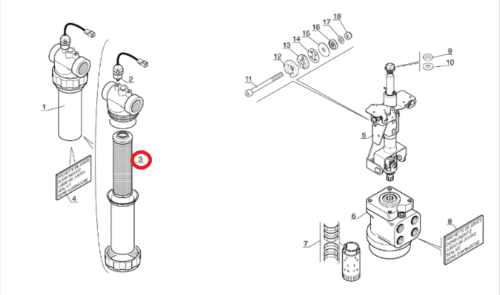 Cartridge hydraulic filter for MANITOU