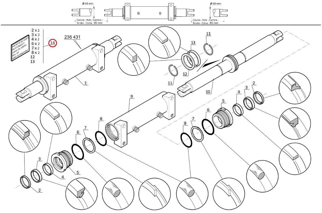 MANITOU 603665 steering cylinder repair kit