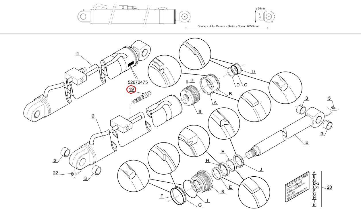 Ejector cylinder lock MANITOU 794901