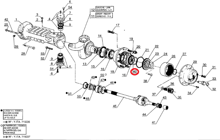 Hub bearing spacer for MANITOU 109483 DANA