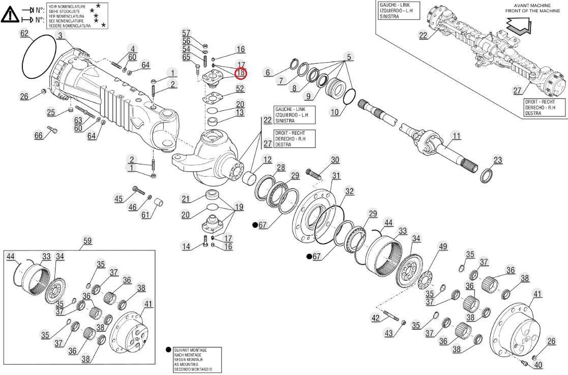 Upper knuckle pin without bearing for MANITOU Dana 603435