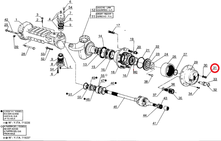 Release plug for MANITOU 106586 DANA