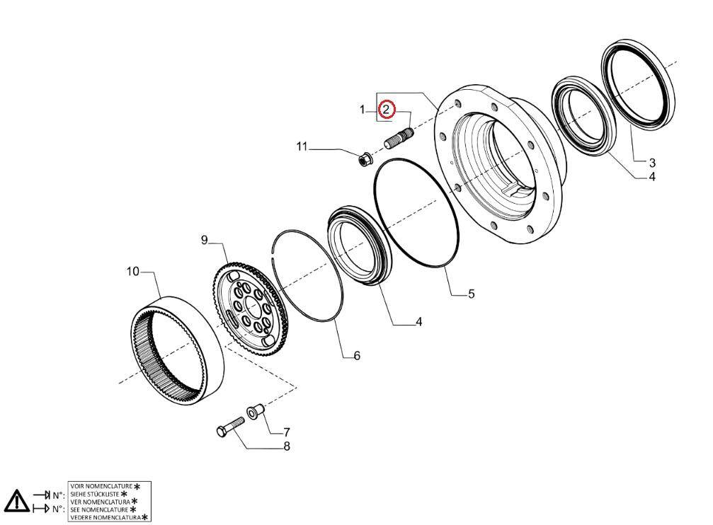 Wheel pin MANITOU 796580 Carraro axle