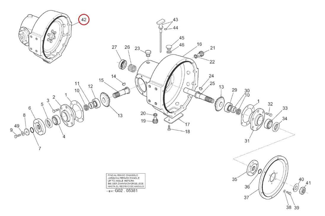 MANITOU bevel gearbox 224053 complete , reversing gearbox