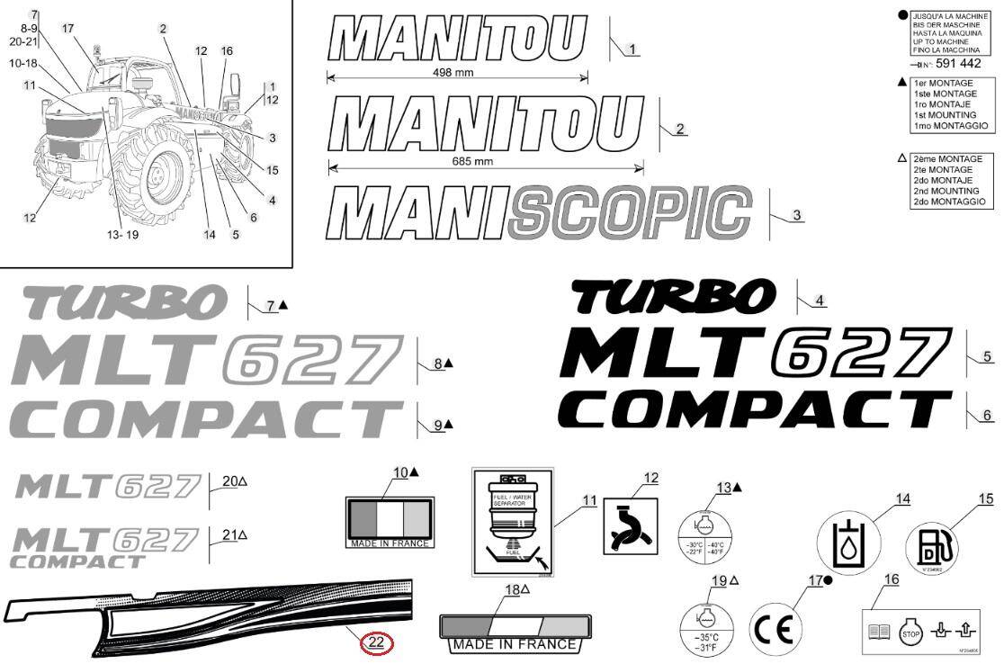 MANITOU lower door glass sticker 52504845