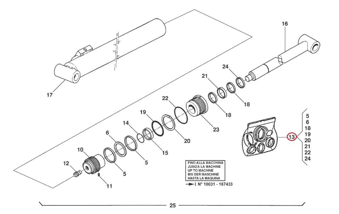 Telescopic extension cylinder repair kit MANITOU 569124