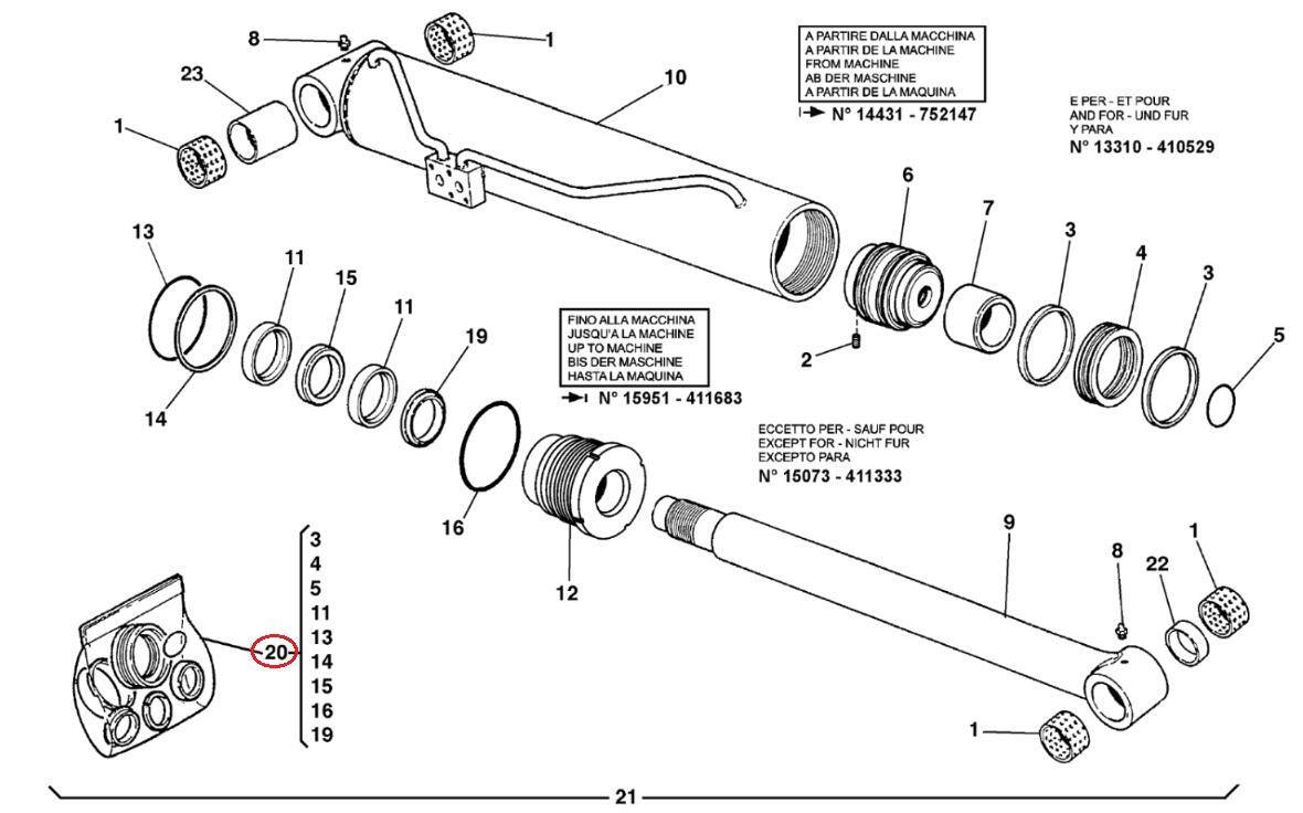 MANITOU 726051 lifting cylinder repair kit