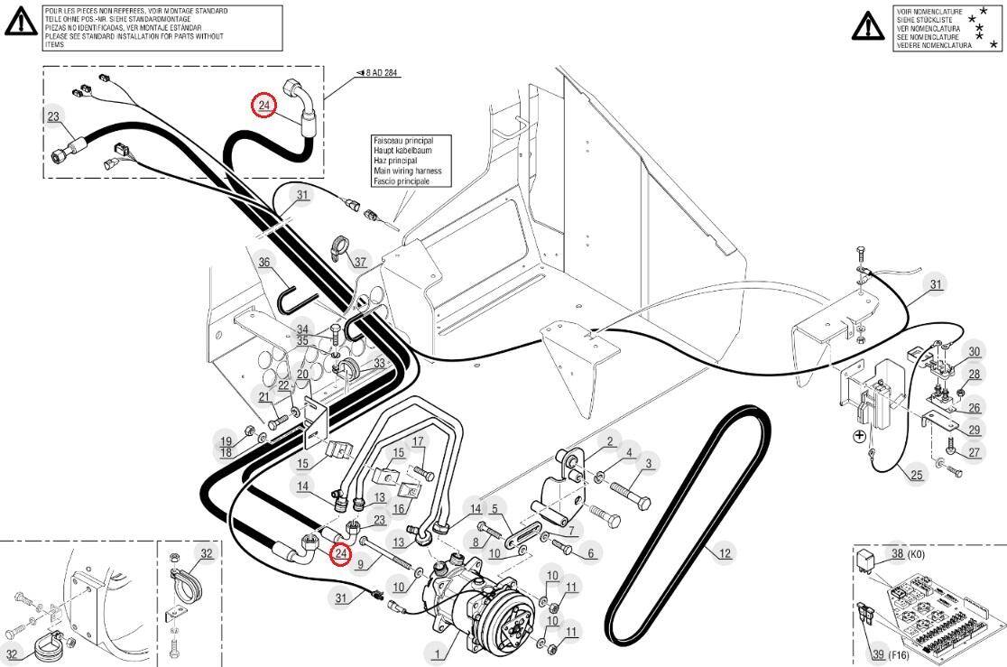 Air conditioning compressor - heater cable MANITOU 245325