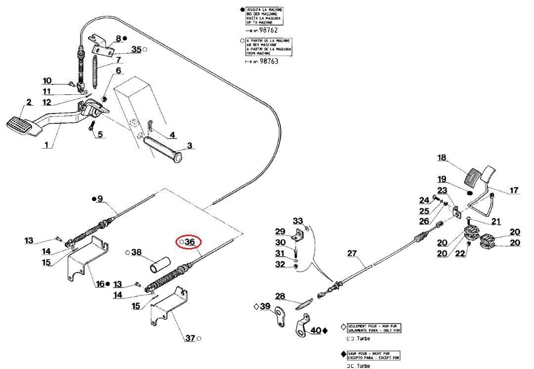 Reverse clutch cable for MANITOU 195286 replacement