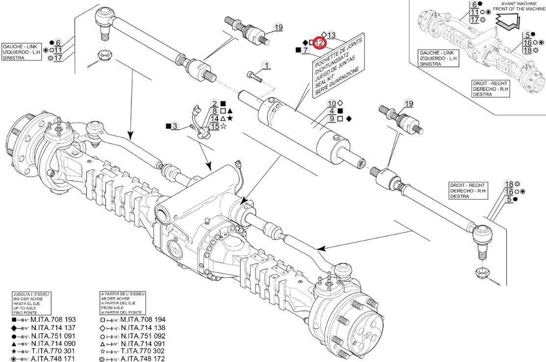 MANITOU 704551 steering cylinder repair kit