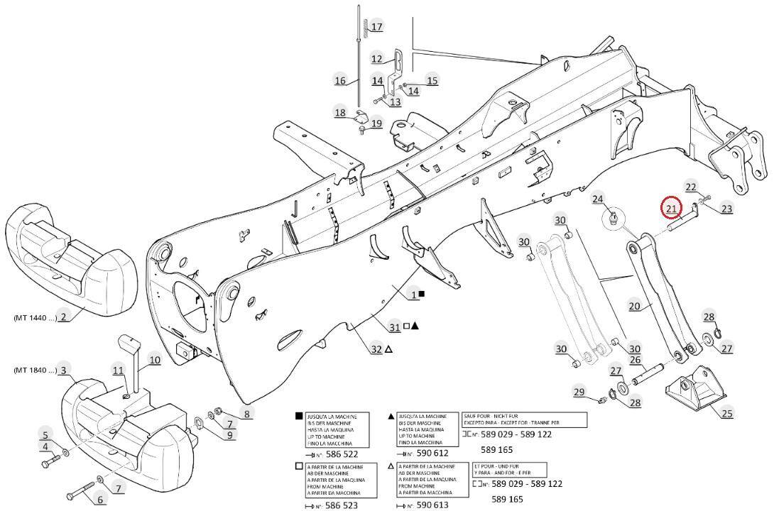 Sworzeń podpory osi MANITOU 292568