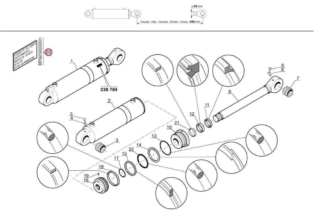 MANITOU 604316 compensation actuator repair kit