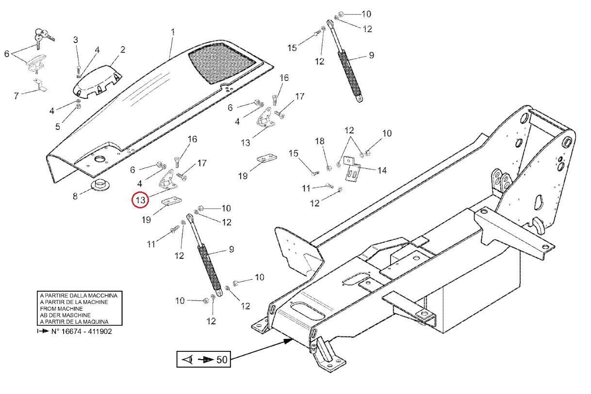 MANITOU 184828 engine cover hinge