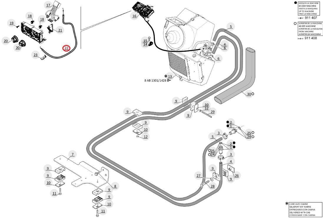 MANITOU heating control panel cable 958503