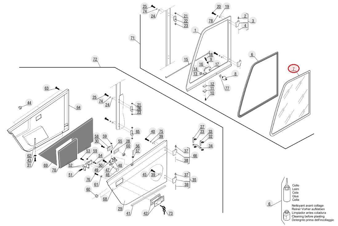 Upper door glass MANITOU 208868