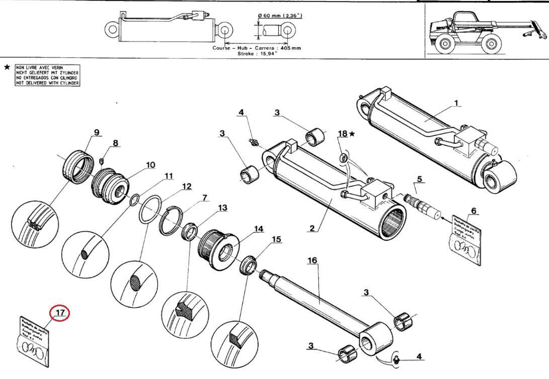 MANITOU 182081 attachment tilt cylinder repair kit