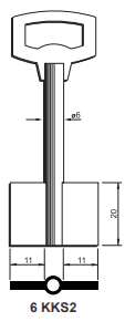 Klucz do kasetki dwustronny KKS2 6